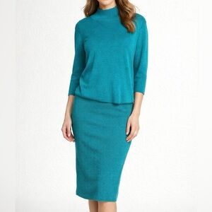 St John | Teal Knit sweater Skirt Set XL